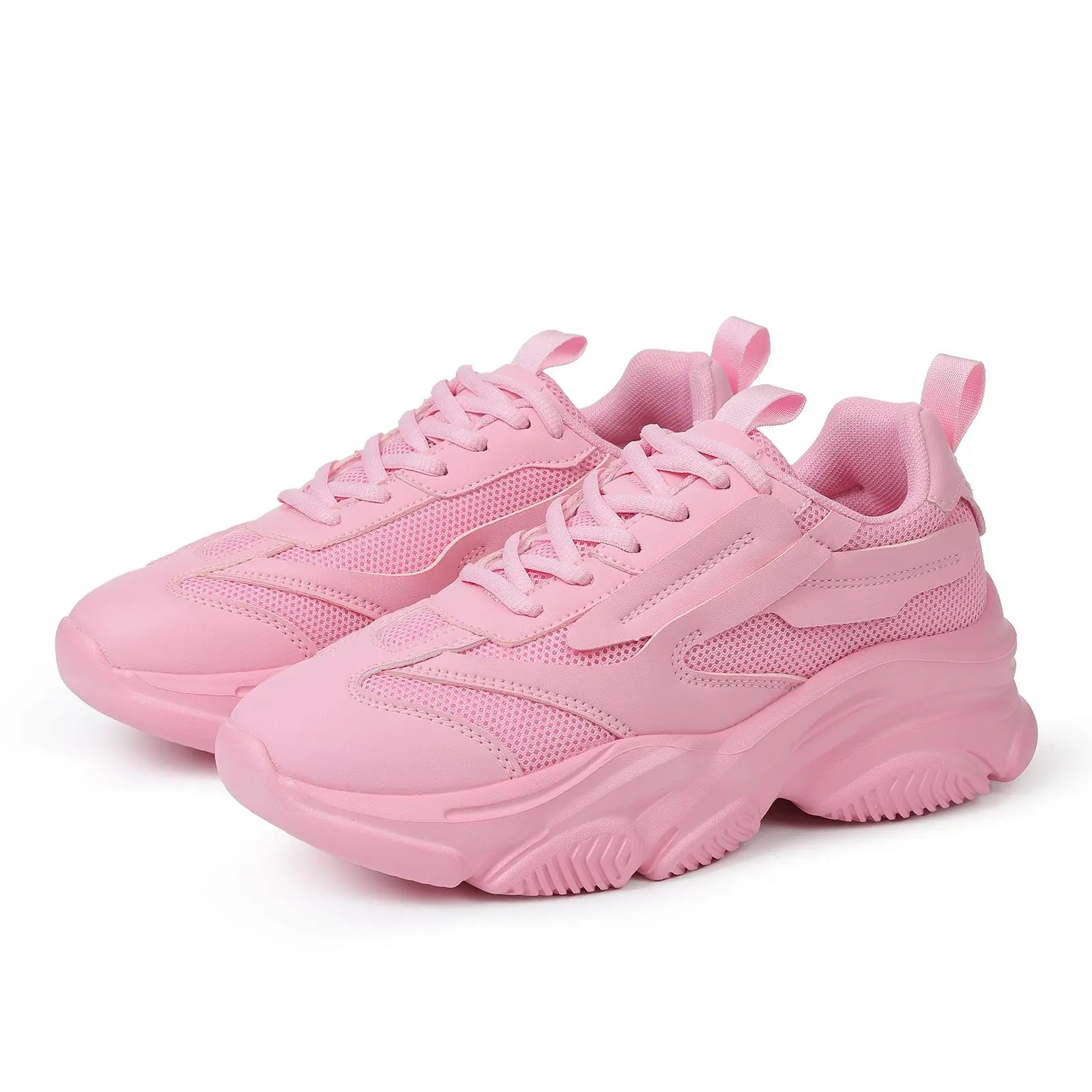 VIMISAOI Womens PU Leather Chunky Platform Sneakers Round Toe Lace Up Breathable Workout Running Trainer Sporty Running Shoes Casual Walking Outdoor Activities Workout Sneakers Chunky Platform Shoes
