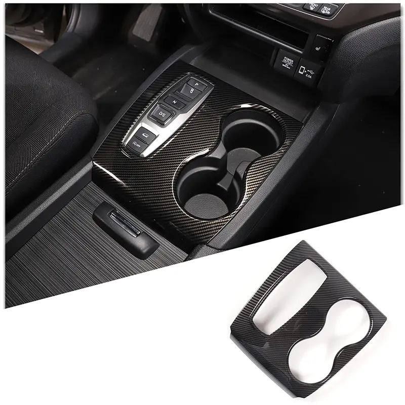 1-Piece High Quality Adhesive ABS Plastic Car Gear Shift Cup Holder - Carbon Fiber Textured, Anti-Corrosion, Scratch Shield, Car Interior Organizer, Fits 2016-2022 Honda Pilot/Ridgeline/Passport