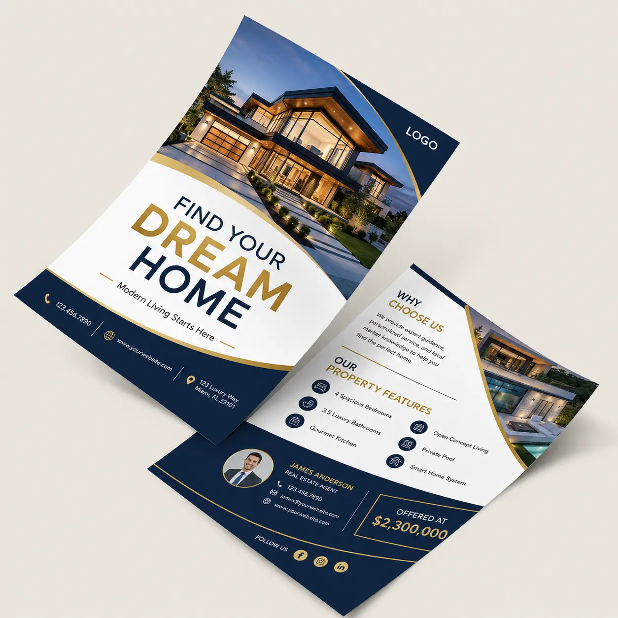 Flyers – 8.5" x 5.5" – 100lb Gloss Book with AQ Coating Full Color Printing for Business Promotions Events and Parties, artwork not included