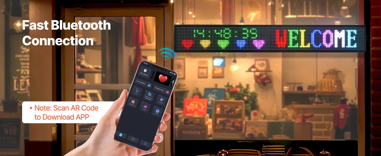 SucceBuy Programmable LED Signboard with Digital Panel, SucceBuy App Compatibility, AC Power Supply, Ideal for Restaurants & Malls, Displays Dates, Times & Gifs (Home & Bathroom Supplies Accessory), Bars