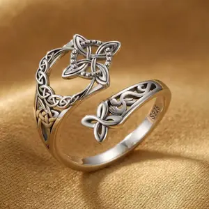 Vintage Irish Celtic Knot Open Adjustable Women's Ring - Meaningful Fashion Accessory, Ideal Gift, Unique Elegant Jewelry