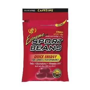 Jelly Belly Extreme Sport Beans, Caffeinated Jelly Beans, Cherry Flavor, 24 Pack, 1-oz Each