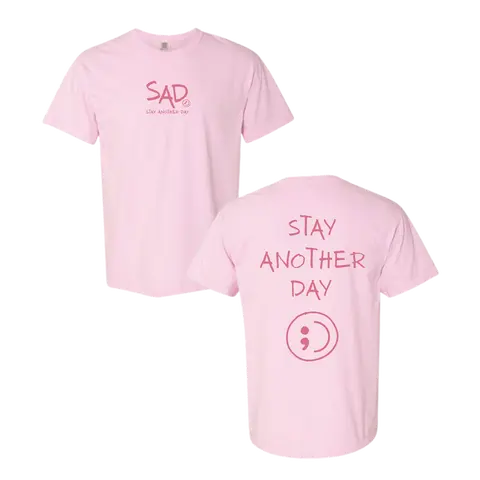 Stay Another Day Women's Heavyweight Cotton Crew Neck Graphic Tee - Breathable, Comfortable, Stylish Vintage Mental Health Awareness Top with Loose-Fitting Relaxed Fit, Selfcare Theme, Mental Health Cue, Layer-Ready Graphic Tees Style