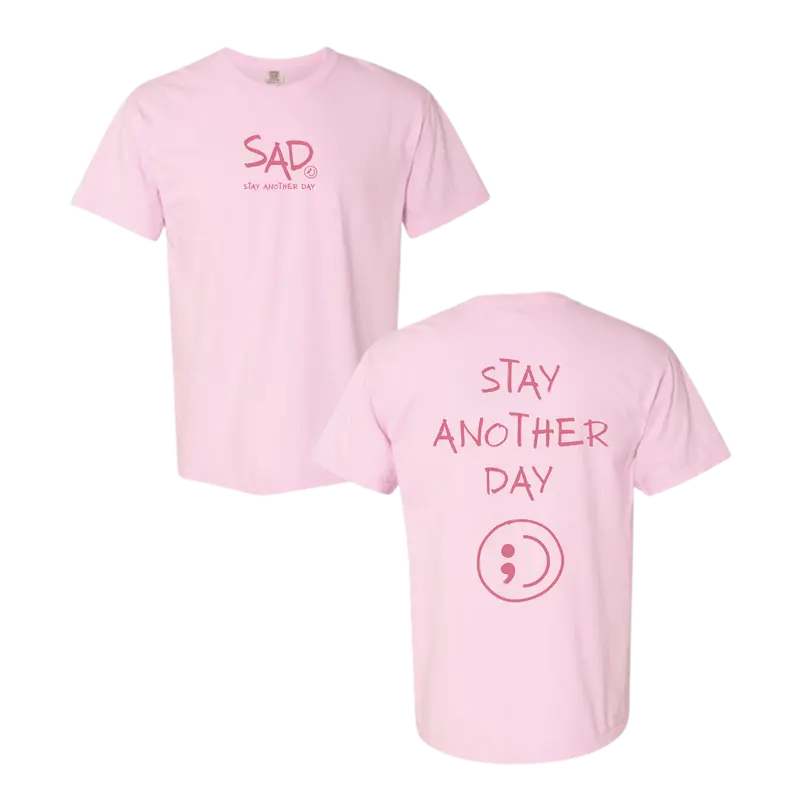 Stay Another Day Women's Heavyweight Cotton Crew Neck Graphic Tee - Breathable, Comfortable, Stylish Vintage Mental Health Awareness Top with Loose-Fitting Relaxed Fit, Selfcare Theme, Mental Health Cue, Layer-Ready Graphic Tees Style