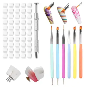 100pcs Sponges with Grabber and Nail Art Brushes Nail Tools Set for Ombre Gradient Nail Gel Painting Multifunctional Nail Brushes for Nail Design