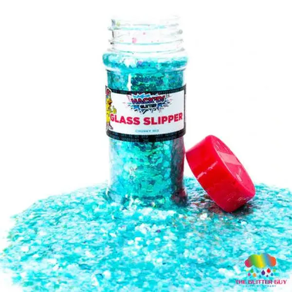 Hack’d™ Semi-Translucent Glass Slipper Chunky Mix Premium Grade Glitter, UV-Resistant Clump-Free Light Blue Polyester, 100mL Shaker for DIY Glitter Crafts & Art Supplies
