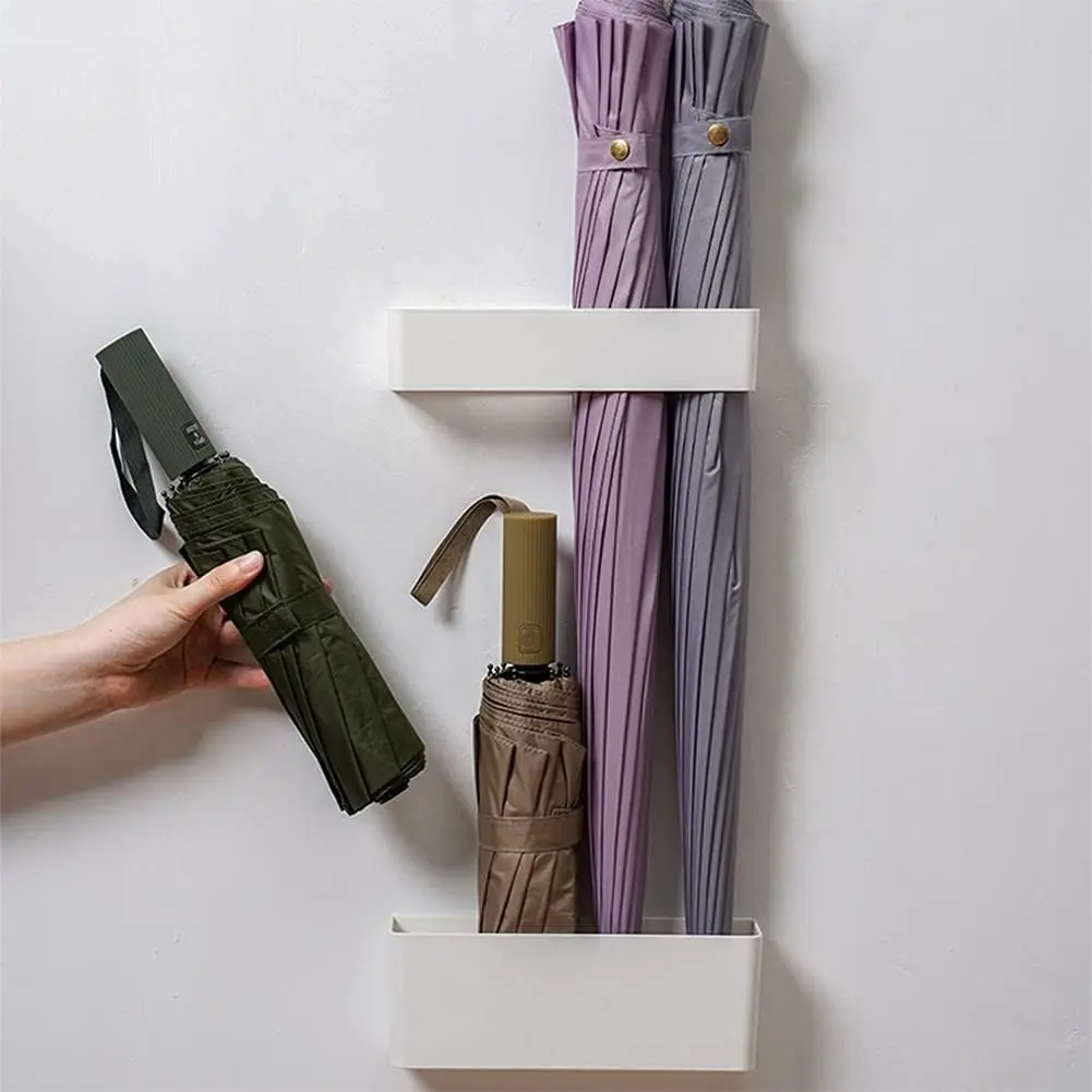 Indoor Wall Mounted No Punching Detachable Japanese Style Space Saving Umbrella Storage Rack for Hotel Hallway Home Office