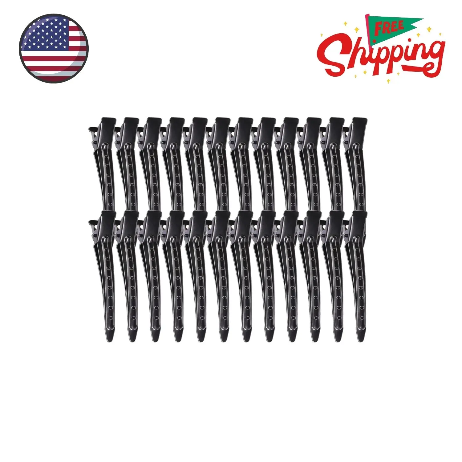 Duck Billed Clips, 30pcs 3.5 inch Metal Alligator Hair Clips Black
