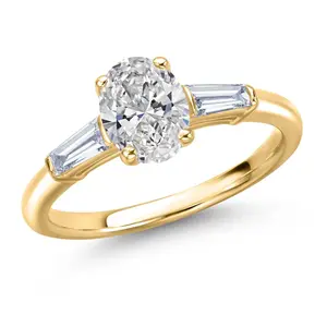 10K Yellow Gold IGI Certified Lab Grown Diamond Engagement Ring For Women | 1.30 Cttw | Center 1 Ct Oval Cut | D-E Color | VS1-VS2 Clarity
