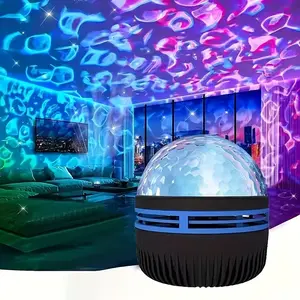 Water Wave Projector Lamp, Plug-In Self-Moving Magic Ball Atmosphere Light with Remote, Sea Wave Projector for Bedroom Home Decor Gift