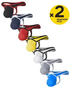 2/3/4 Packs Random Color, Men's Bikini Style Triangle Thong, Fashion Comfort Underwear for Home Leisure & Fitness Body Shaping