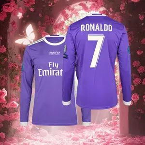 Retro Cristiano Ronaldo Long and Short Sleeve Shirt CR7 Ronaldo Away and Home Retro Soccer Jersey Black Fans Version
