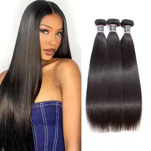 OQ HAIR Straight Hair Bundles 100% Virgin Human Hair Extensions 3 Bundles Deals Natural Black Color Full Thick Bundles Sew in Hair Weaving