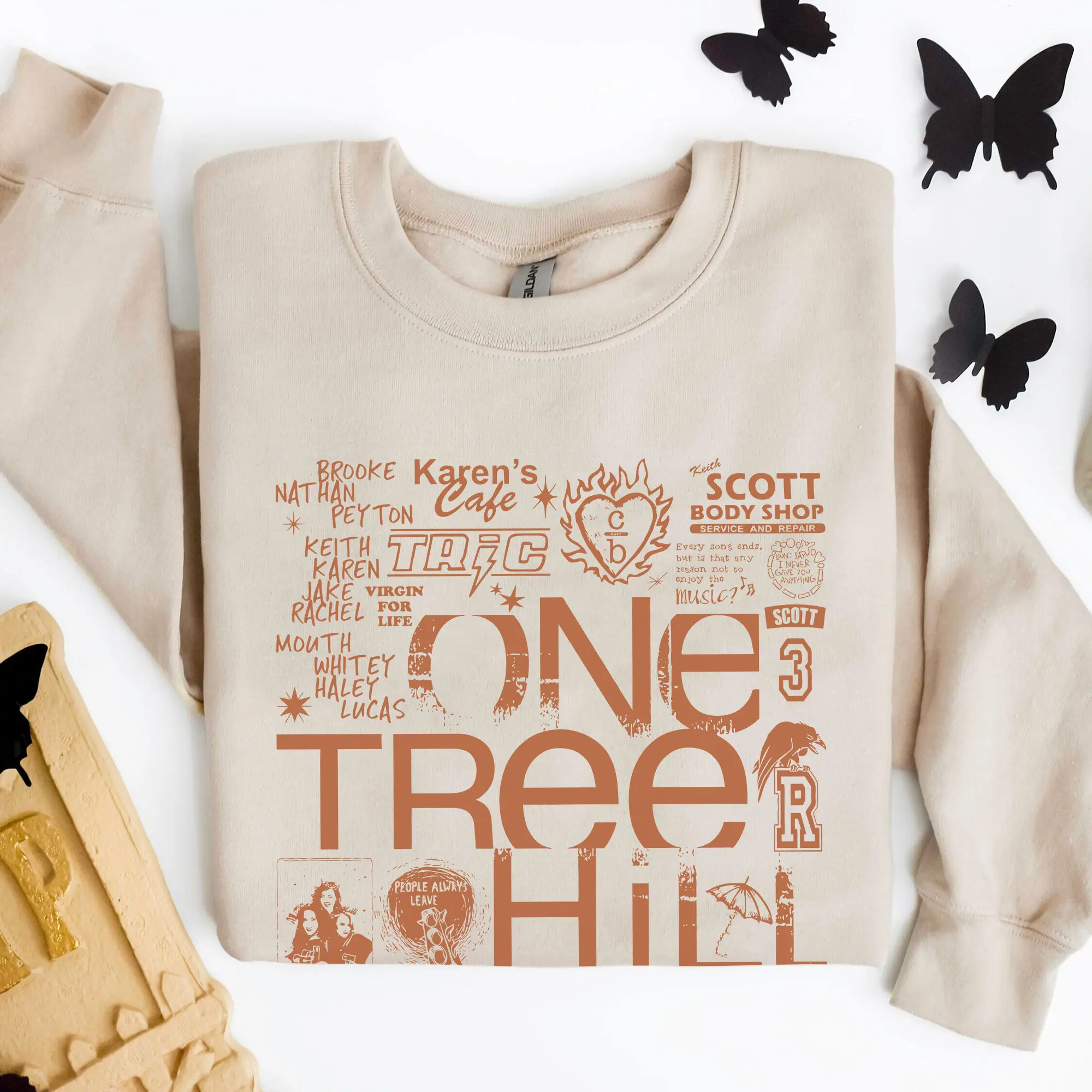 One Tree Hill Doodle Art Sweatshirt,  Vintage One Tree Hill Movie Shirt - Brooke Davis Peyton Sawyer Nathan Scott Shirt