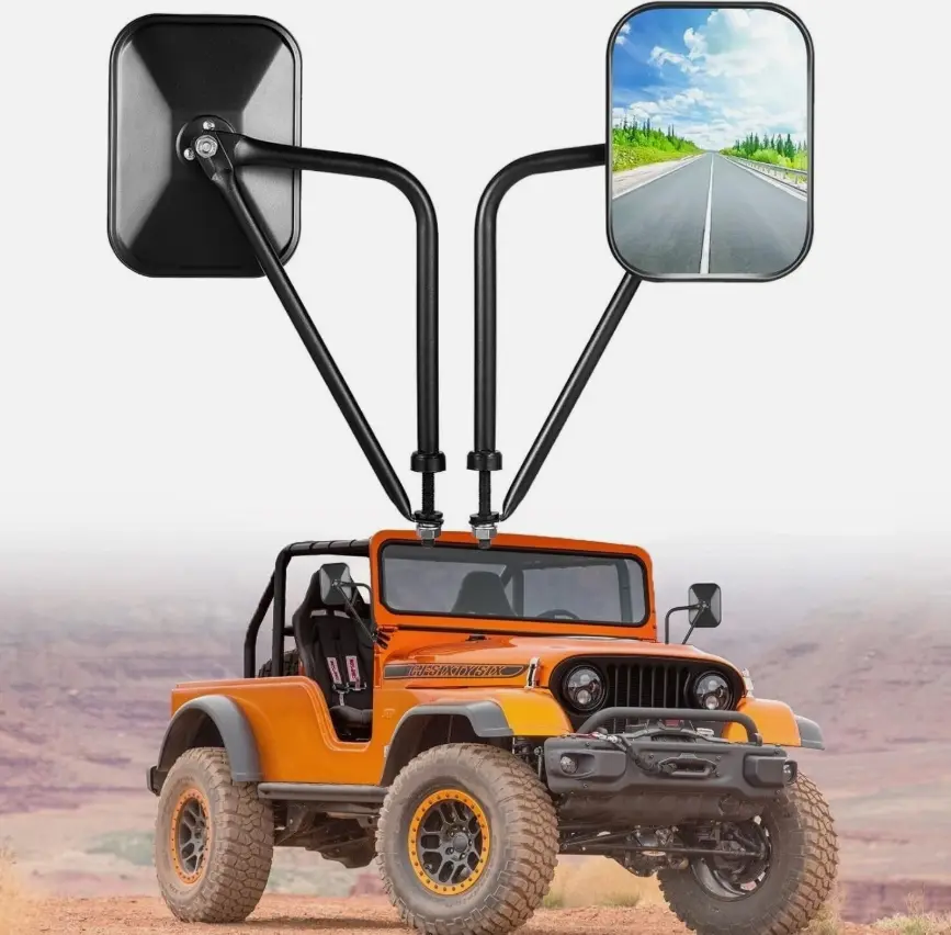 Doors Off Quick-Release Hinge Mount for Side Mirrors - Compatible with Jeep Wrangler CJ, YJ, TJ, JK, JL, Adjustable, Secure Fit, Versatile for Driving Conditions Off-Road Rearview Mirror for Open-Top Driving