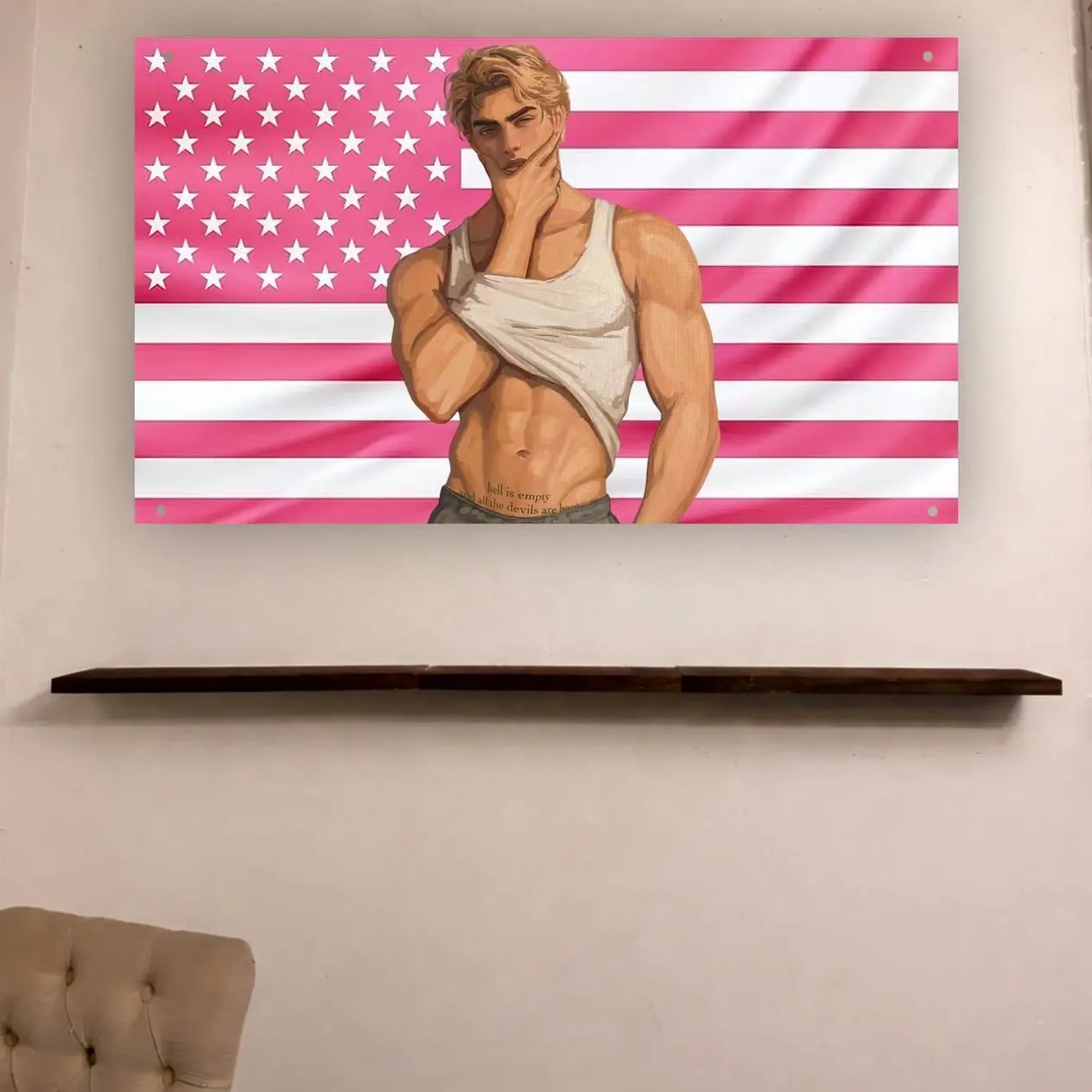 Aaron Warner Pink Flag Tapestry – BookTok Fantasy Wall Flag | Shatter Me Fan Room Decor - Shatter Me Pink US Flag
