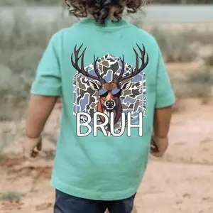 Camo Buck Bruh Youth Tee, Casual, Adult And Youth Short Sleeve T-shirt, Gift for Boys, Youth Clothing, Vacation Family Trip Shirt