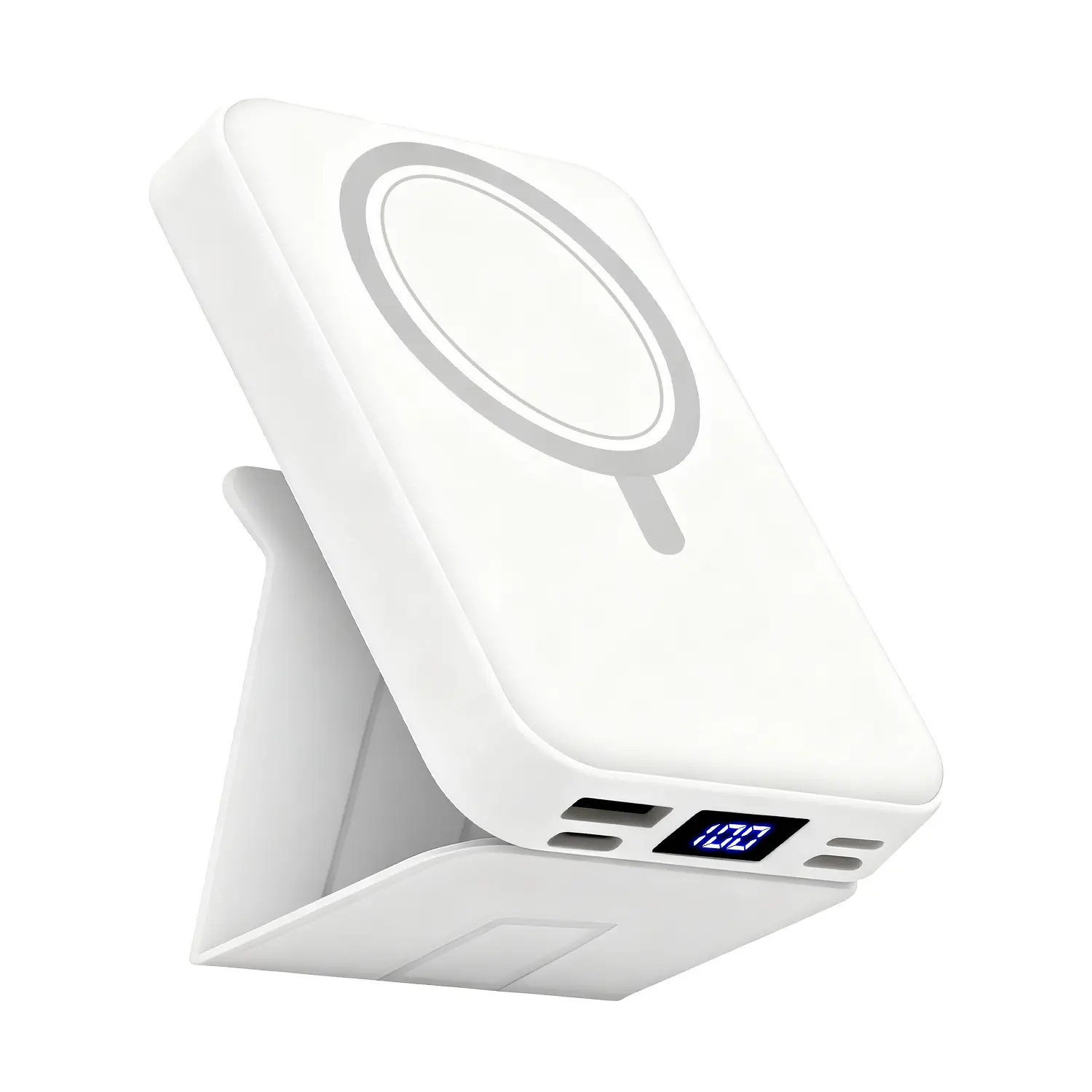 10000mAh MagSafe Magnetic Wireless Power Bank with Stand, 22.5W PD Fast Charging, USB-C/Lightning Cables, LED Display Phone Holder for iPhone 12-17 & Android, Hands-Free Accessory (5000-10000mAh)