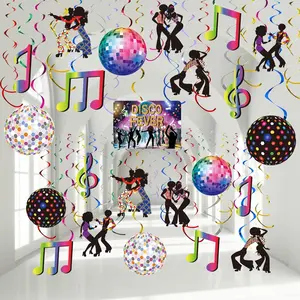 53 count 70s Disco Party Decorations Disco Ball  Swirls Ceiling Decor for Retro Fever 70's Boogie 1970s Birthday Hippie Party Favors