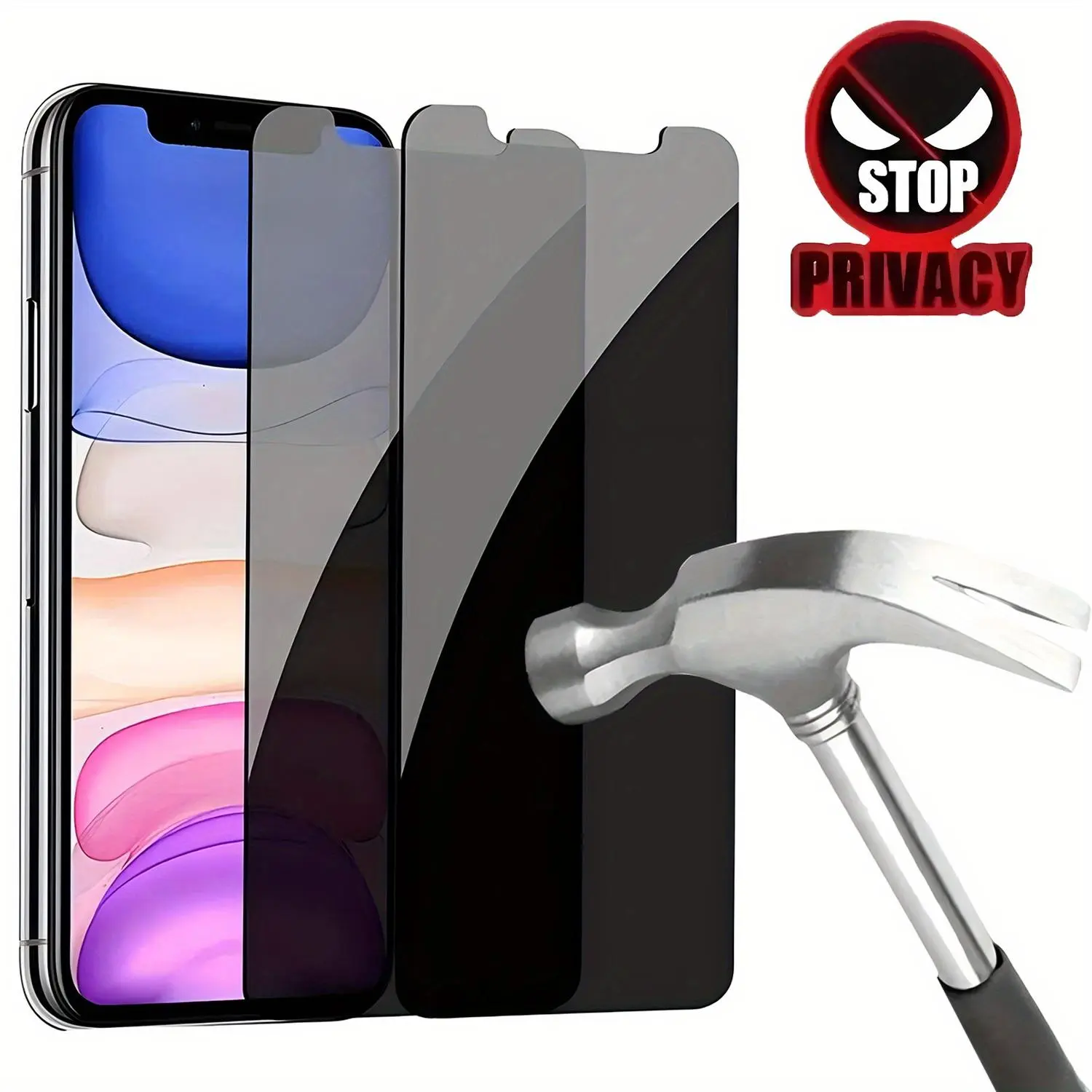 3PC Anti-peep Privacy Tempered Glass Screen Protector for IPhone 12/13/14/15/16 Plus/ Pro Max - Full Screen Anti-fall, High-strength Transparent Film To Block Peeking, Mobile Phone Privacy Screen Protector, Eye-catching Warning Design Cellphone Protection