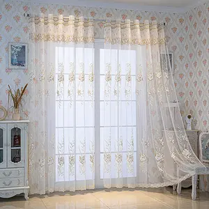 1 count Elegant Embroidered Curtain with Sheer Drapes, Floral Design, Breathable Soft Fabric, Perfect for Bedroom Living Room Dining Kitchen Balcony Decor, Window Curtain, Home Decoration Curtain
