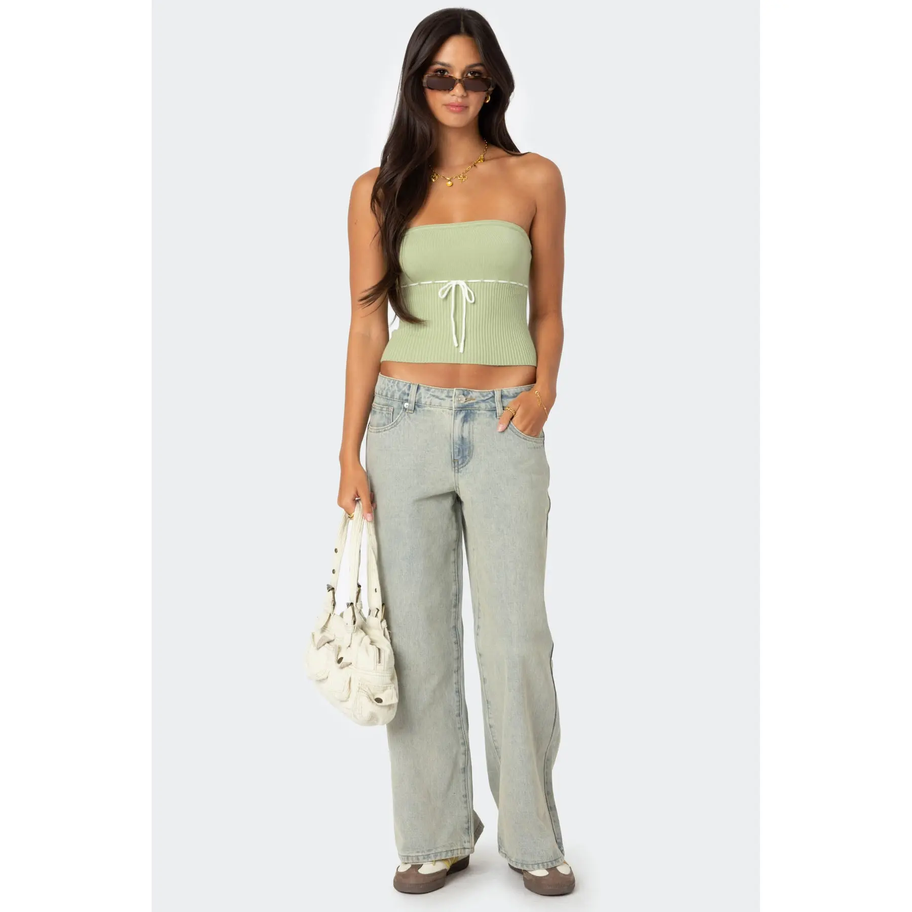 Petite Magda Acid Wash Low Rise Baggy Jeans