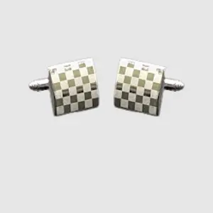 Checkerboard Silver Cufflinks