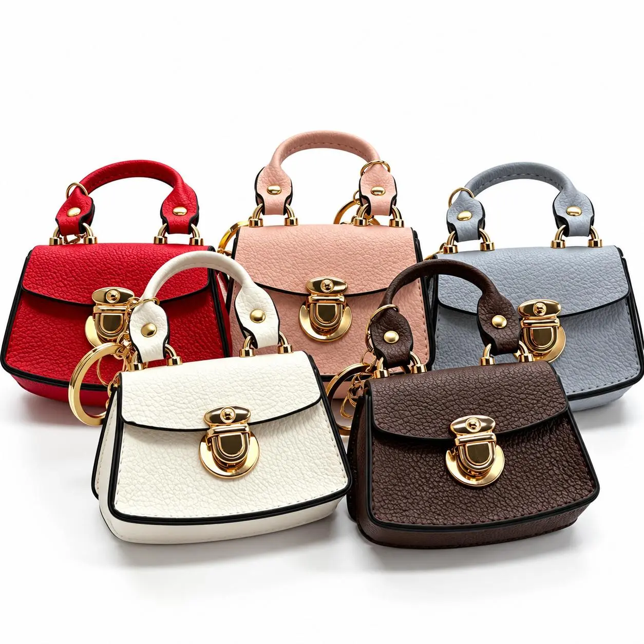 5 Pcs Trapezoidal Mini Earbud Pouch Keychains