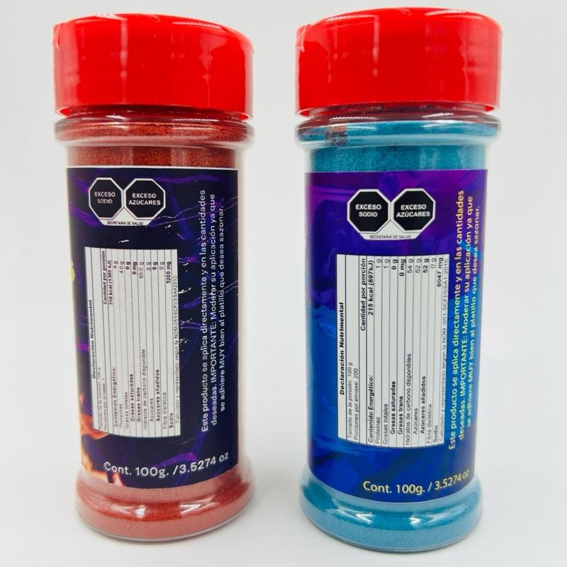 Fuego & Blue Hot Seasoning - Snack Seasoning in Red & Blue Bottles Flavor chile en polvo tiktok trend takis perfect spice chilli Spicy Complete Sazon ceviche tropical Tex-Mex Chili All-Purpose Taco