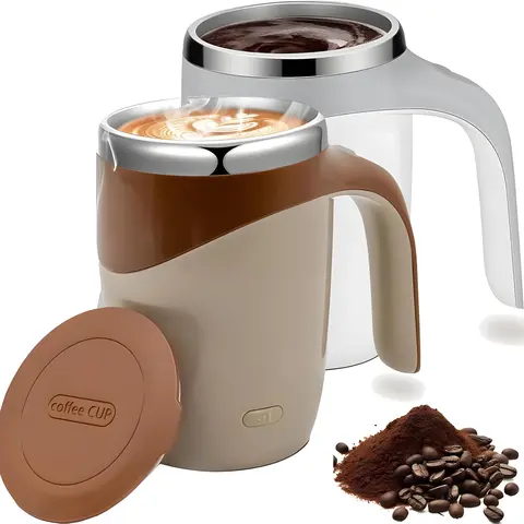 Electric coffee mixing cup, stainless steel automatic coffee mixing cup, automatic magnetic stirring coffee cup, high-speed electric mixing coffee cup, suitable for various beverages,valentines gift ideas
