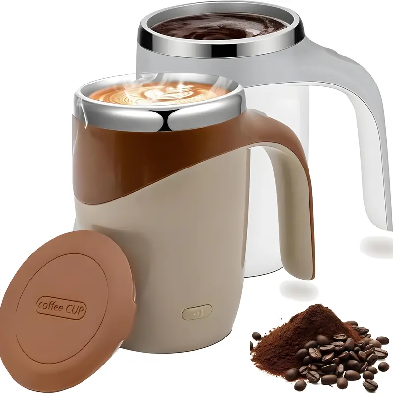 Electric coffee mixing cup, stainless steel automatic coffee mixing cup, automatic magnetic stirring coffee cup, high-speed electric mixing coffee cup, suitable for various beverages,valentines gift ideas