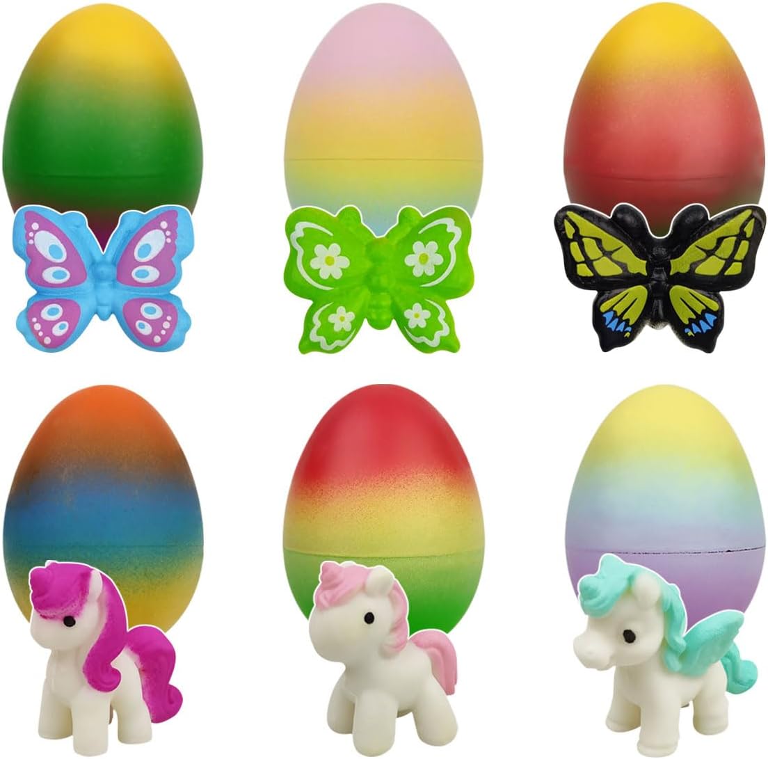6 Pack Butterfly Unicorn Hatching Eggs, Easter Eggs for Kids Boys & Girls, Easter Basket Stuffers, Easter Gifts, Birthday Party Favors & Egg Hunt Fillers- Easter Gift