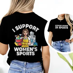 100 Percent Cotton Casual Style T-Shirt I Support Women's Sports Graphic Design For Everyday Wear And Activewear Perfect Gift For Women Who Love Sports And Equality