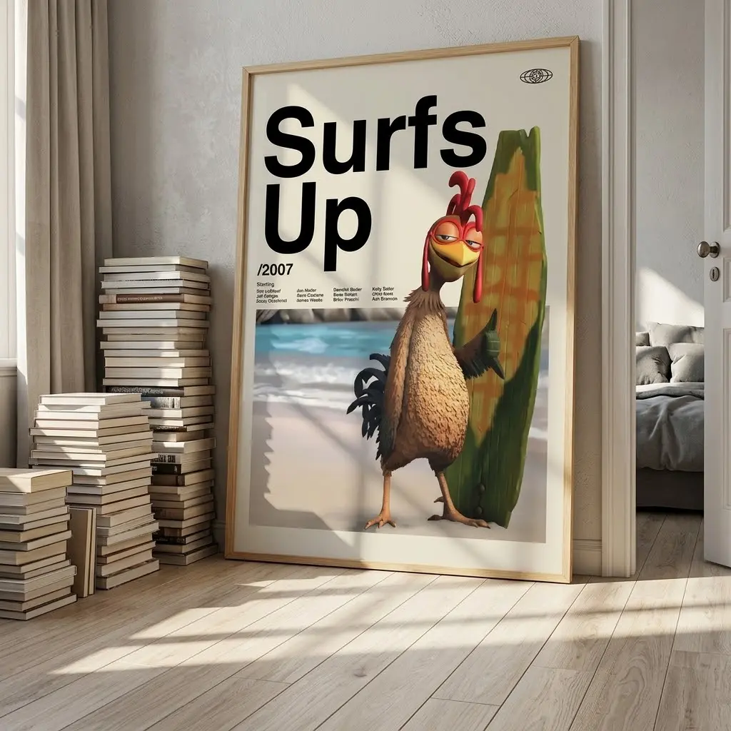 Surfs Up Chicken Joe Artistic Graphic Print - Premium Unique Artwork for Walls