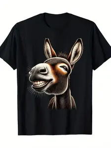 Funny Donkey 220g 100% Cotton T-shirt, durable cotton feel, vintage vibe, for women, daily wear, Presidents' Day, Memorial Day