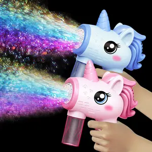 2025 Children baby electric Bubble Gun Toy UnicornFully Automatic rocket Bubble solution Machine Bubbles liquid Gun Outdoor Game Fantasy Toy for Boys Girls Gifts Colorful Portable