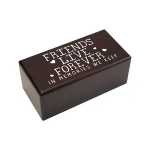 Pet Ashes Urn Box Wooden Dog Cat Cremation Urn Pet Memorial Keepsake Sympathy Gift for Pet Loss | Friends Live Forever in Memories We Keep