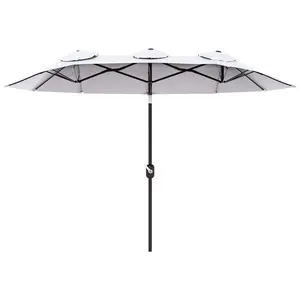 9.5' Double-Sided Patio Umbrella - Large Outdoor Market Umbrella with 12 Ribs, Push Button Tilt, Crank for Garden, Deck