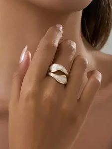 Elegant Adjustable Open Ring for Women, Adjustable Rings, Perfect Gift, Casual Fashion Accessory, Stainless Steel, All Seasons Wear
