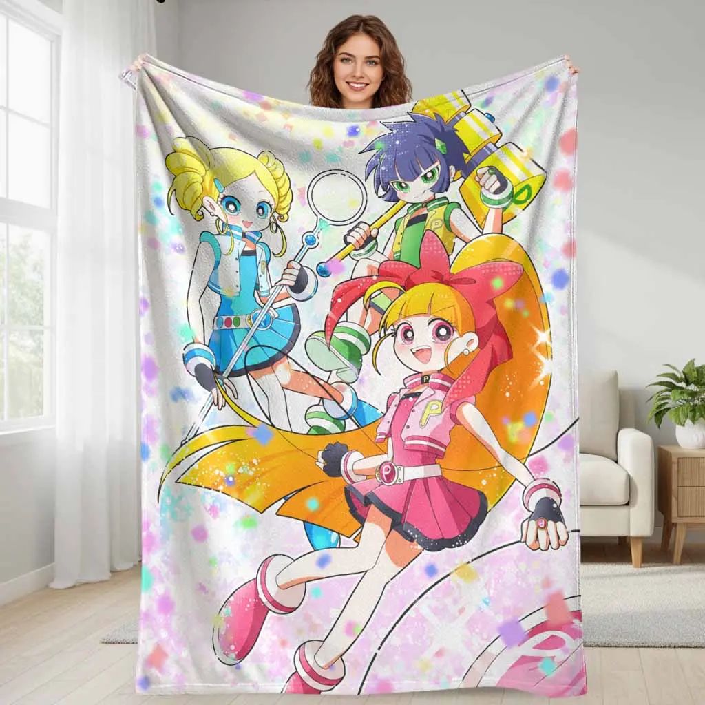 Anime Superheroine Magical Warrior Flannel Throw Blanket, Vibrant Aesthetic, Super Soft Plush Lightweight Cozy, Ideal for Bed Sofa, Unique Fan Gift for Home Decor, Throw Blankets