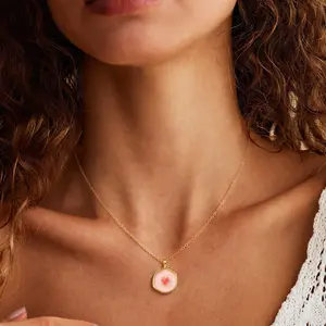 TEWIKY Irregular Fluorescent Two-Color Oil-Dripping Heart-Shaped Round Pendant Necklace for Women Dainty Simple Pendant with Elegant Hypoallergenic Jewelry Party Daily Wear For  items , Valentine's Day Gift