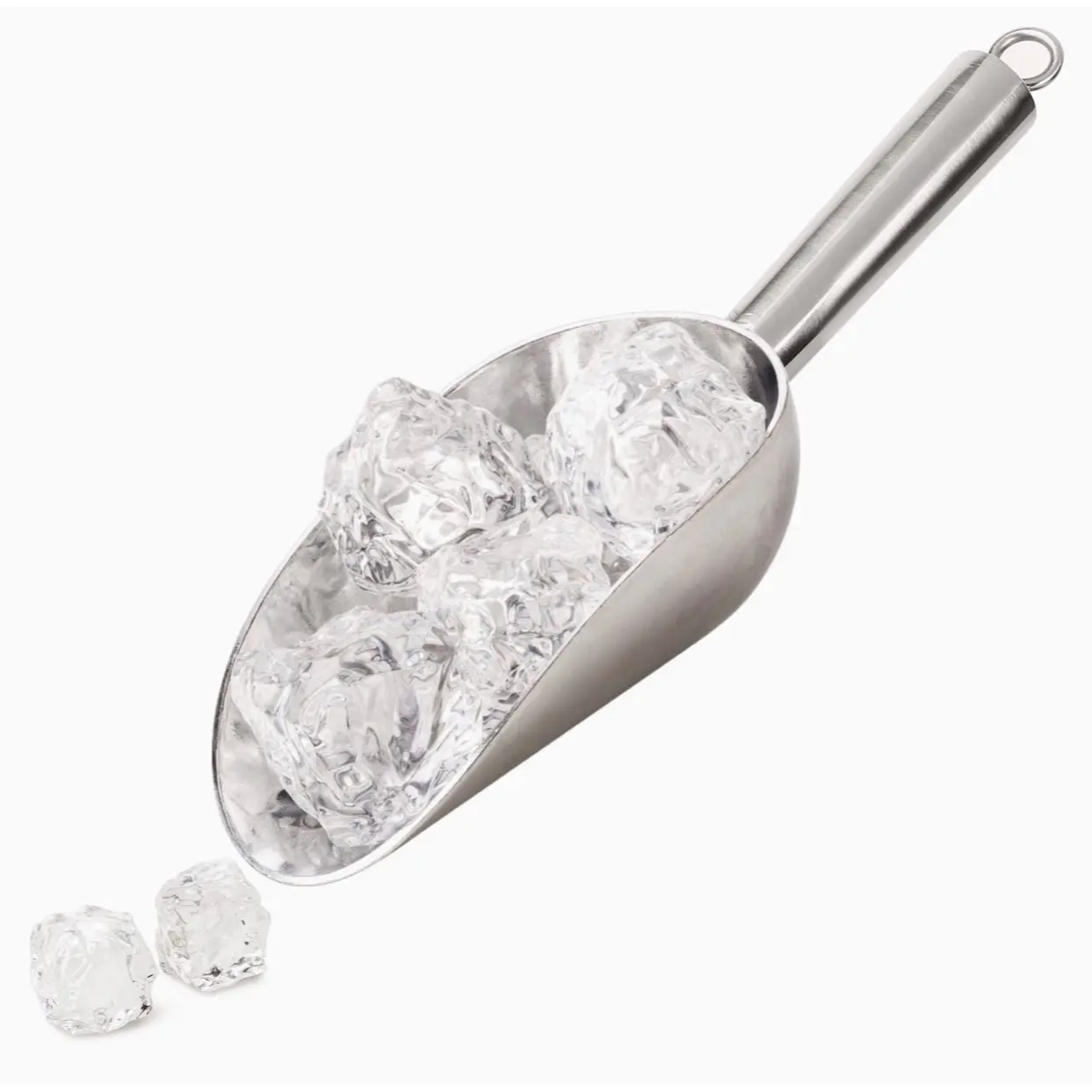 Metal Ice Scoop 2.4 Ounces, Popcorn Scoop, Dog Food Scoop, Small Stainless Steel Ice scooper for Ice Maker Ice Bucket Kitchen Freezer Bar Party Wedding, Heavy Duty, Dishwasher Safe