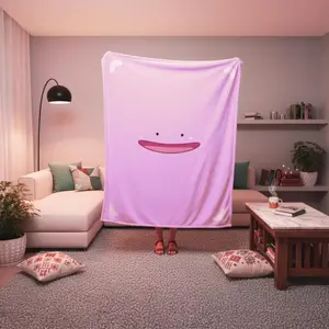 Pink Ditto Plush Blanket: Sherpa or Minky Throw for Gamers, Anime Lovers Gift
