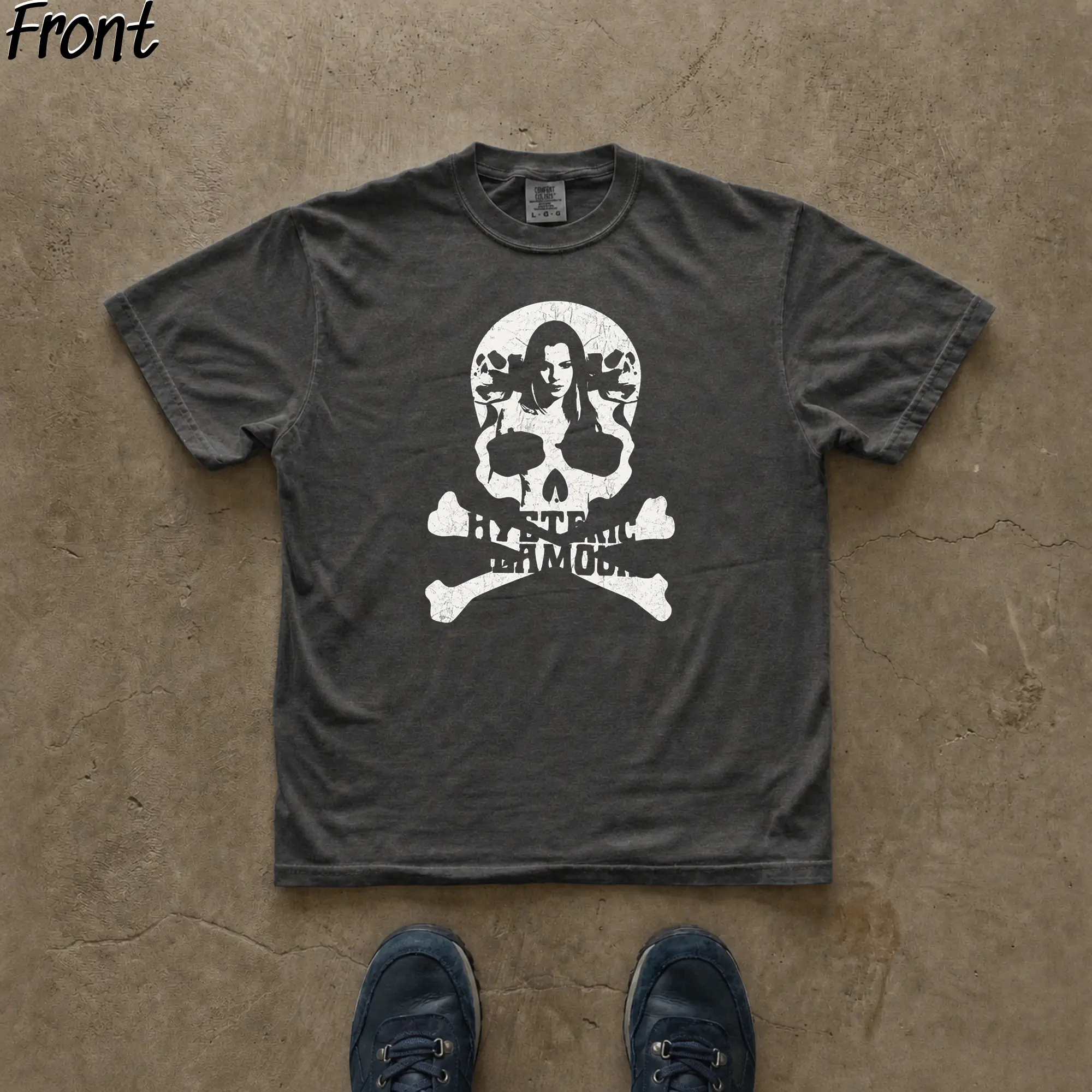 Vintage Hysteric Glamour Skull & Bones Graphic Tee, Y2K Grunge Gothic Tees, Y2K Emo Scene Amity Affliction Style Clothes, 100% Cotton Lightweight Shortsleeves
