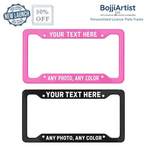 [Flash Deals] BojjiArtist Personalized License Plate Frame, Custom Photo and Text Car Plate Holder, Custom Dog Photo Car Accessory, Unique Gift for Car Owners, Personalized Name License Plate Frame for Any Color