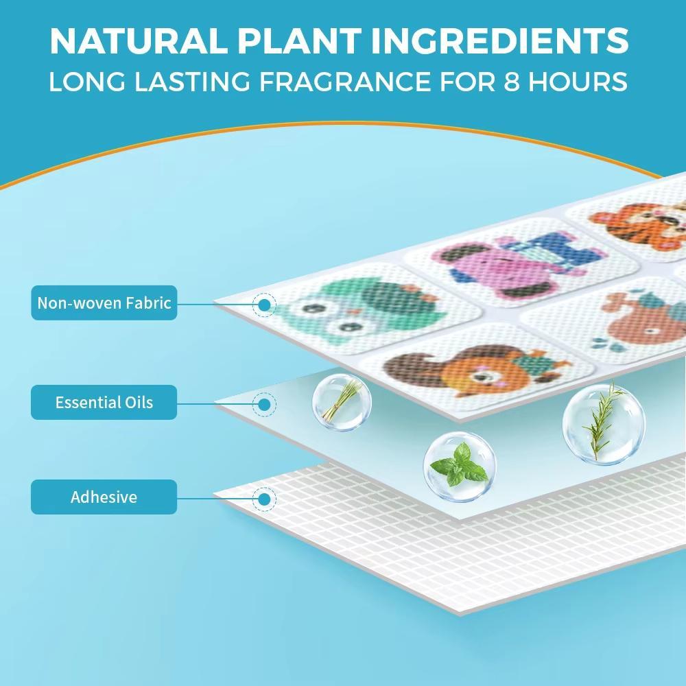 Natural Bug Repellent Stickers - with Essential Oils for Family & Kids, Cute Animal Shapes, DEET-Free Plant-Based Protection for Camping, Travel & Outdoor Activities