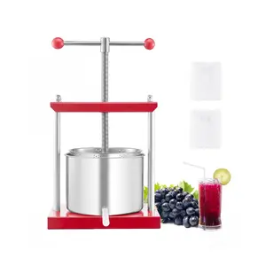 VEVOR  1.6 Gal/6L Fruit Wine Press, 2 Stainless Steel Barrels, Manual Juice Maker, Cider Apple Grape Tincture Honey Olive Oil Making Press with T-Handle for Outdoor Kitchen Home, Manual Press, Two Barrels