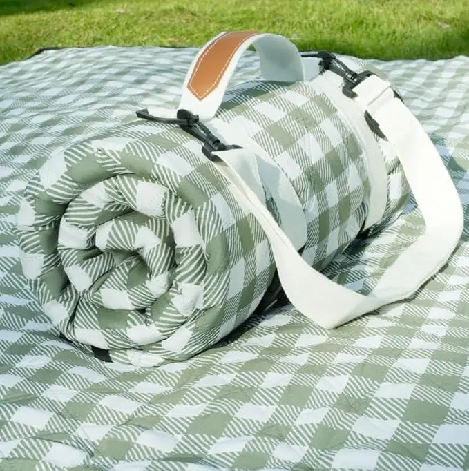 Waterproof Extra-Large Picnic Blanket - 3-Layered Structure, Foldable Roll, Fits 4-8 People, Portable, Easy-to-Clean Family Camping Mat, Camping Accessory for Park, Concert (Sports & Outdoor Picnicware), Camping Accessories, Outdoor Events
