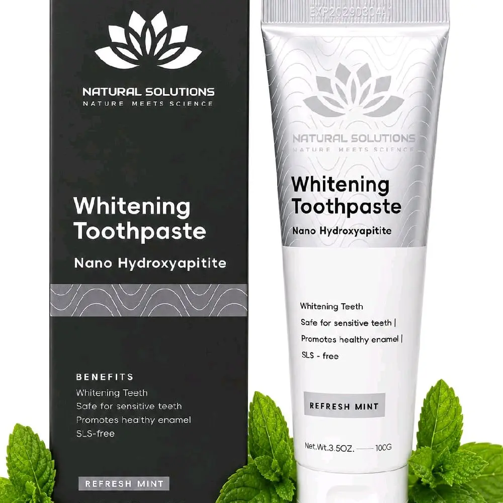 Powerful Whitening Nano Hydroxyapitite, Refreshing Mint toothpaste, Safe for Sensitive teeth. Natural Solutions N.M.S.