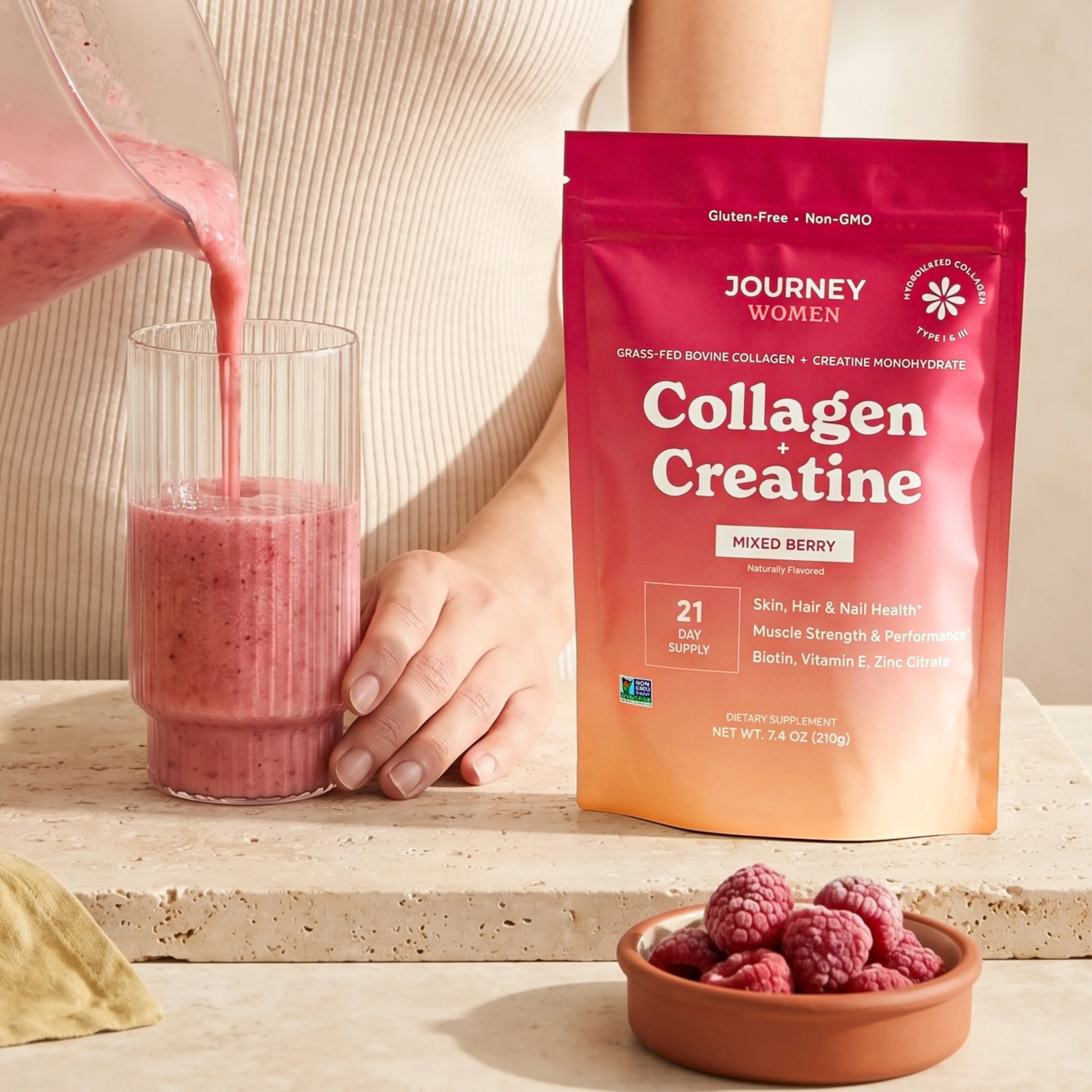 Collagen + Creatine Powder for Women (6g Grass-Fed Bovine Collagen